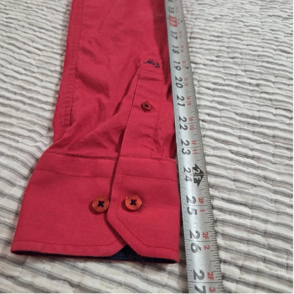 Michael & David Red Dress Button Down contrast sleeves. Gorgeous - Picture 10 of 13